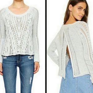 Free People Open Back Cable Knit Sweater in Papaya size Large